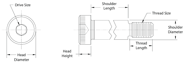 Thread Size M4-0.7 Alloy Steel Shoulder Screw 
